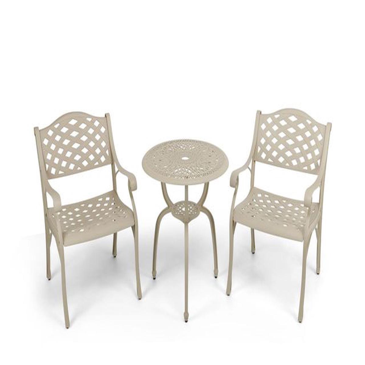 Anray 2 Seater Lattice with 60cm Patio Table Set- Sand Beige