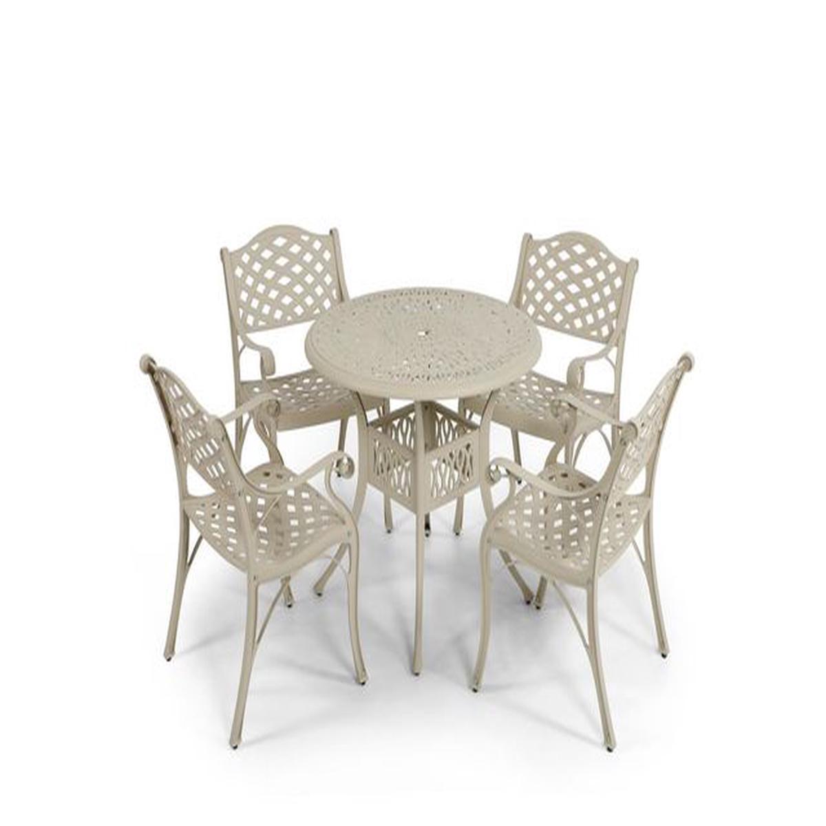 Anray 4 Seater Lattice with 90cm Patio Table Set ROUND – Sand Beige