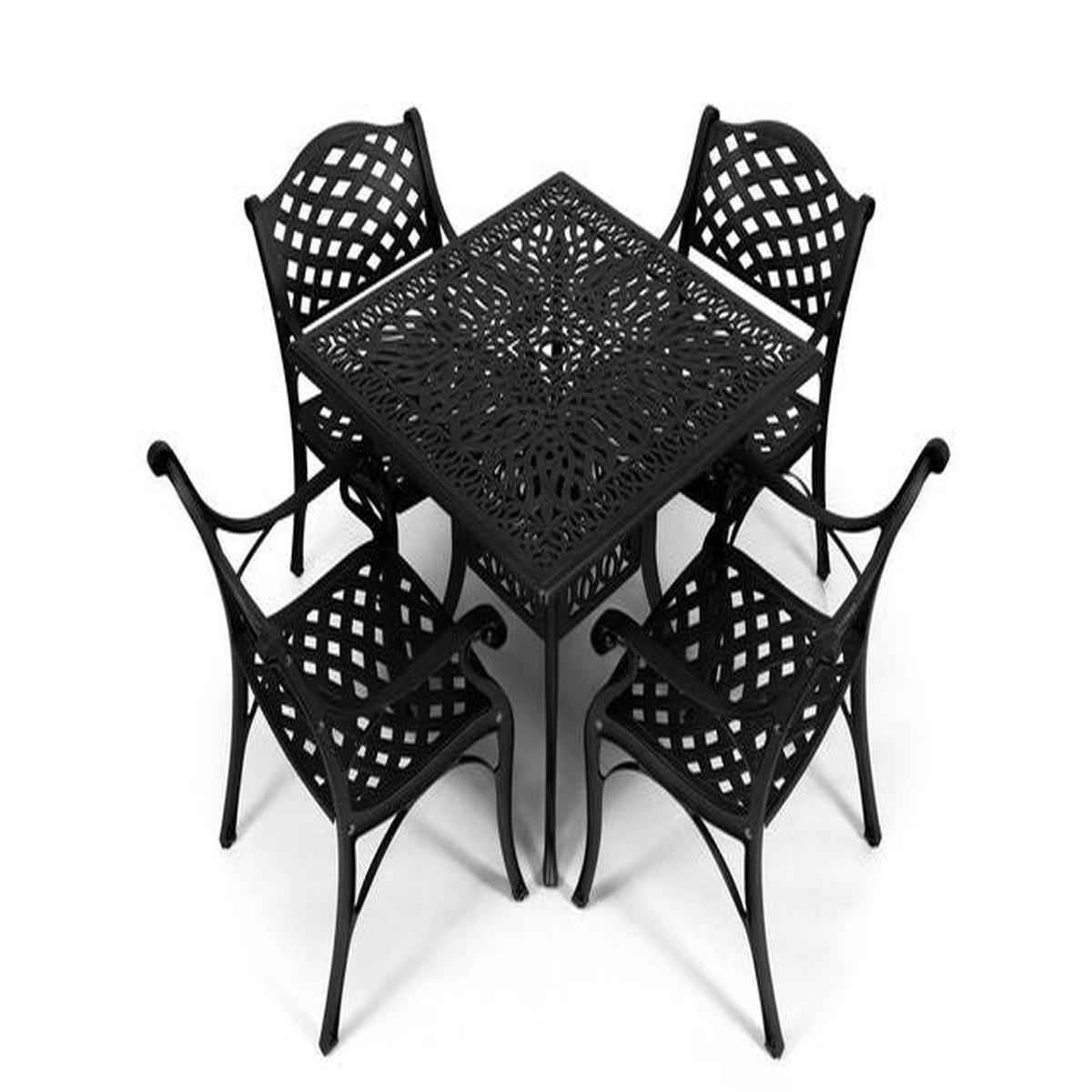 Anray 4 Seater Lattice with 90cm Patio Table Set SQUARE – Black
