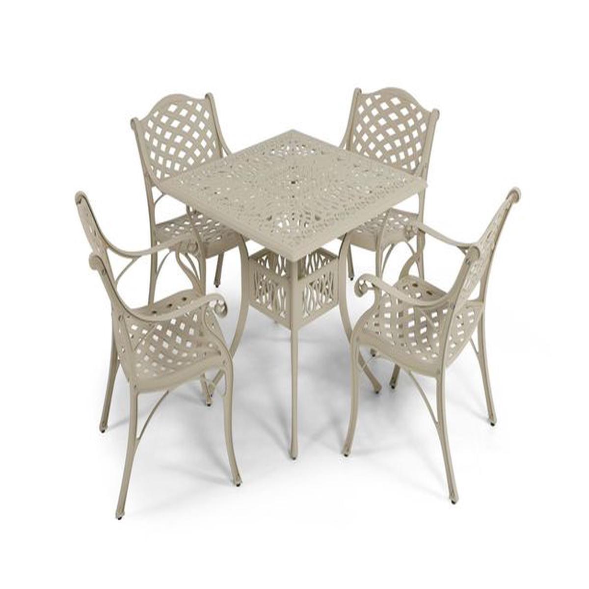 Anray 4 Seater Lattice with 90cm Patio Table Set SQUARE – Sand Beige