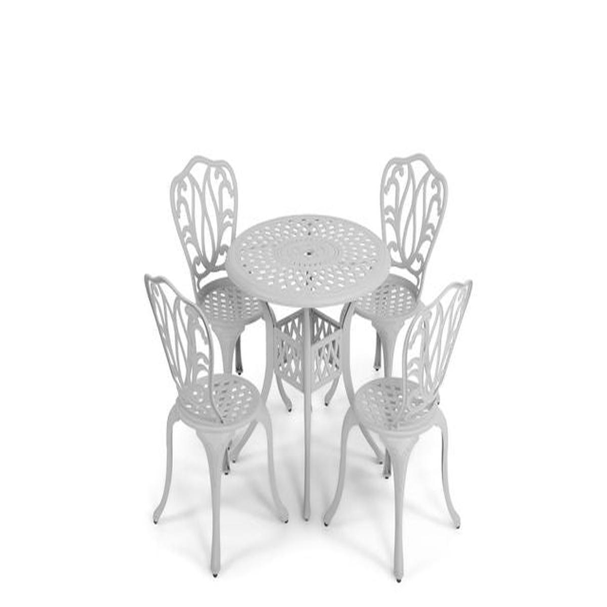 Anray 4 Seater Lisa with 78cm Patio Table Set ROUND – White