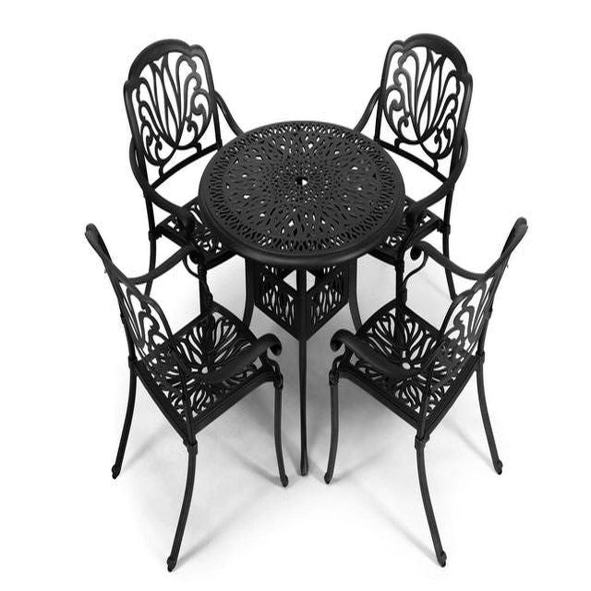 Anray 4 Seater Protea with 90cm Patio Table Set ROUND – Black