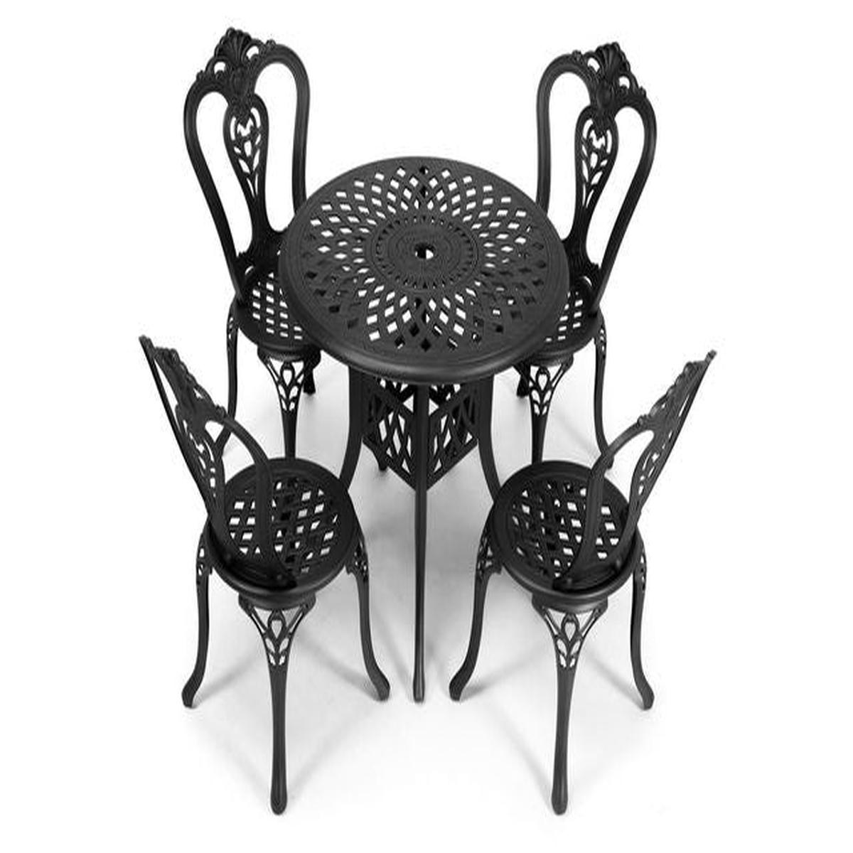 Anray 4 Seater Victoria with 78cm Patio Table Set ROUND – Black