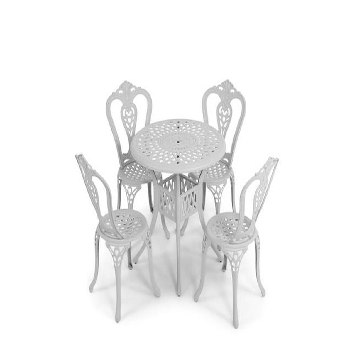 Anray 4 Seater Victoria with 78cm Patio Table Set ROUND – White