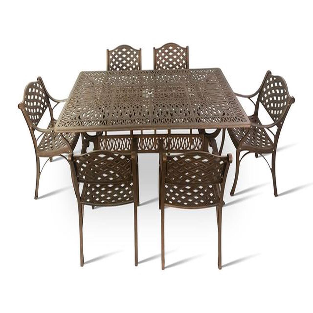 Anray 6 Seater Lattice with 190cm x 110cm Patio Table Set RECTANGLE – Copper