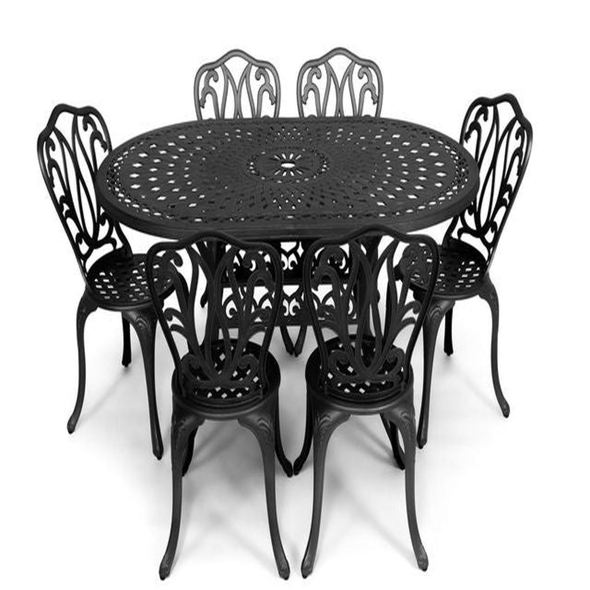 Anray 6 Seater Lisa with 150cm x 96cm Patio Table Set OVAL – Black