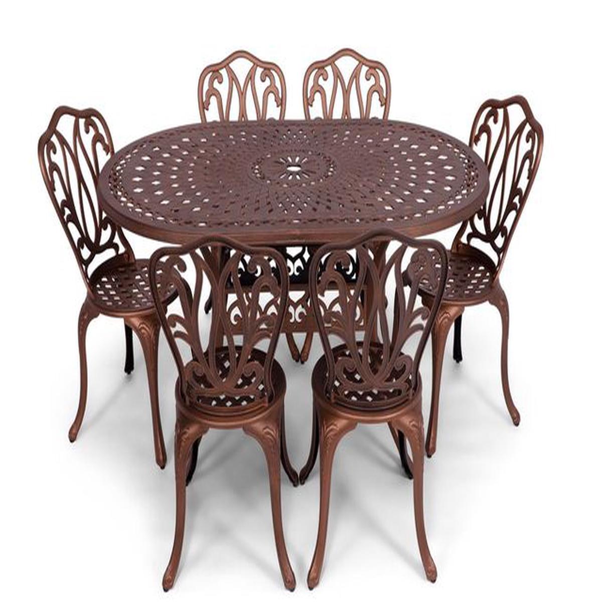 Anray 6 Seater Lisa with 150cm x 96cm Patio Table Set OVAL – Copper