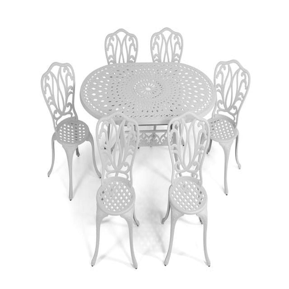 Anray 6 Seater Lisa with 150cm x 96cm Patio Table Set OVAL – White