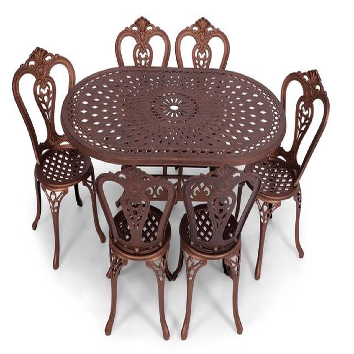 Anray 6 Seater Victoria with 150cm x 96cm Patio Table Set OVAL – Copper