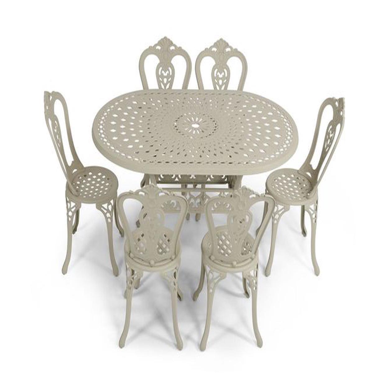 Anray 6 Seater Victoria with 150cm x 96cm Patio Table Set OVAL – Sand