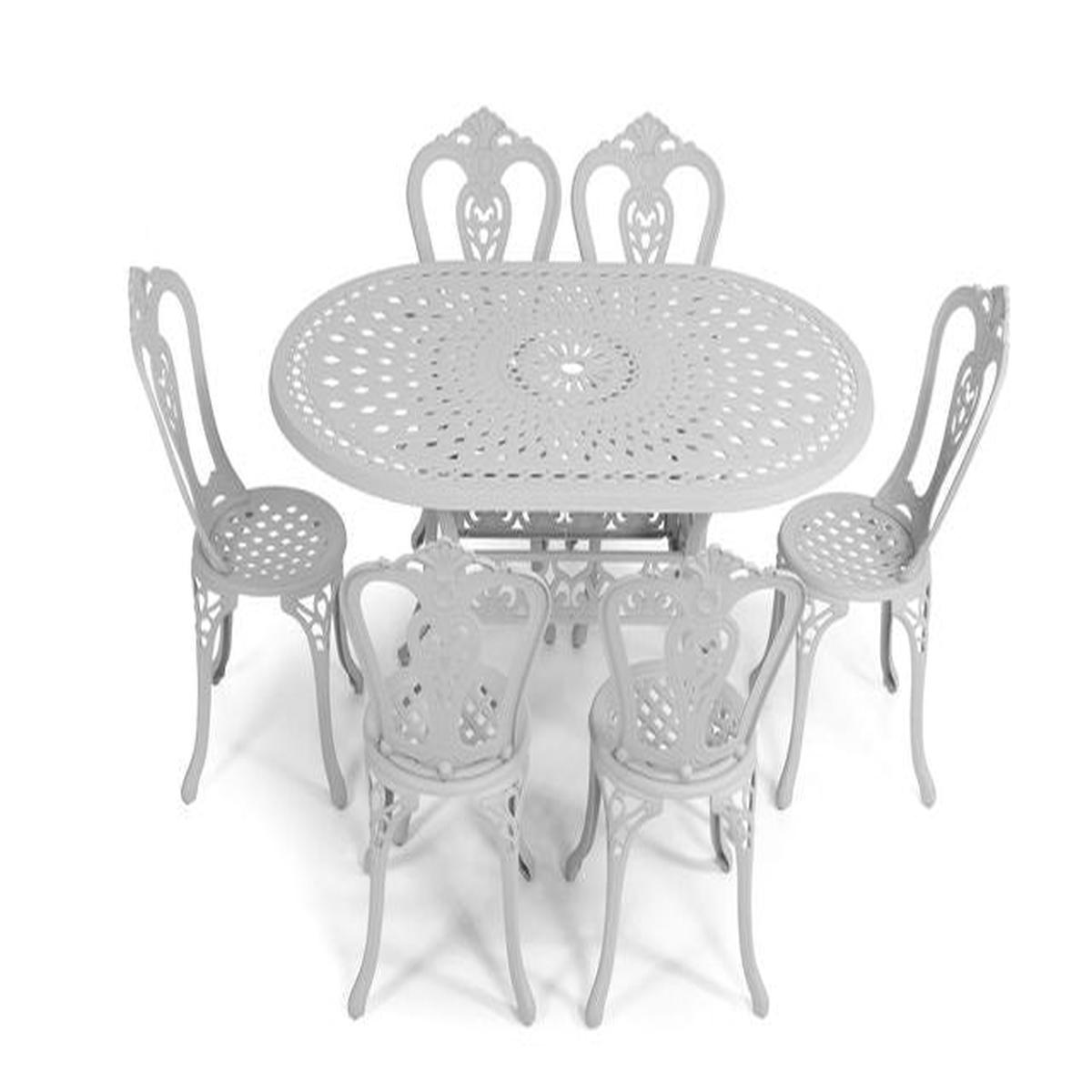 Anray 6 Seater Victoria with 150cm x 96cm Patio Table Set OVAL – White