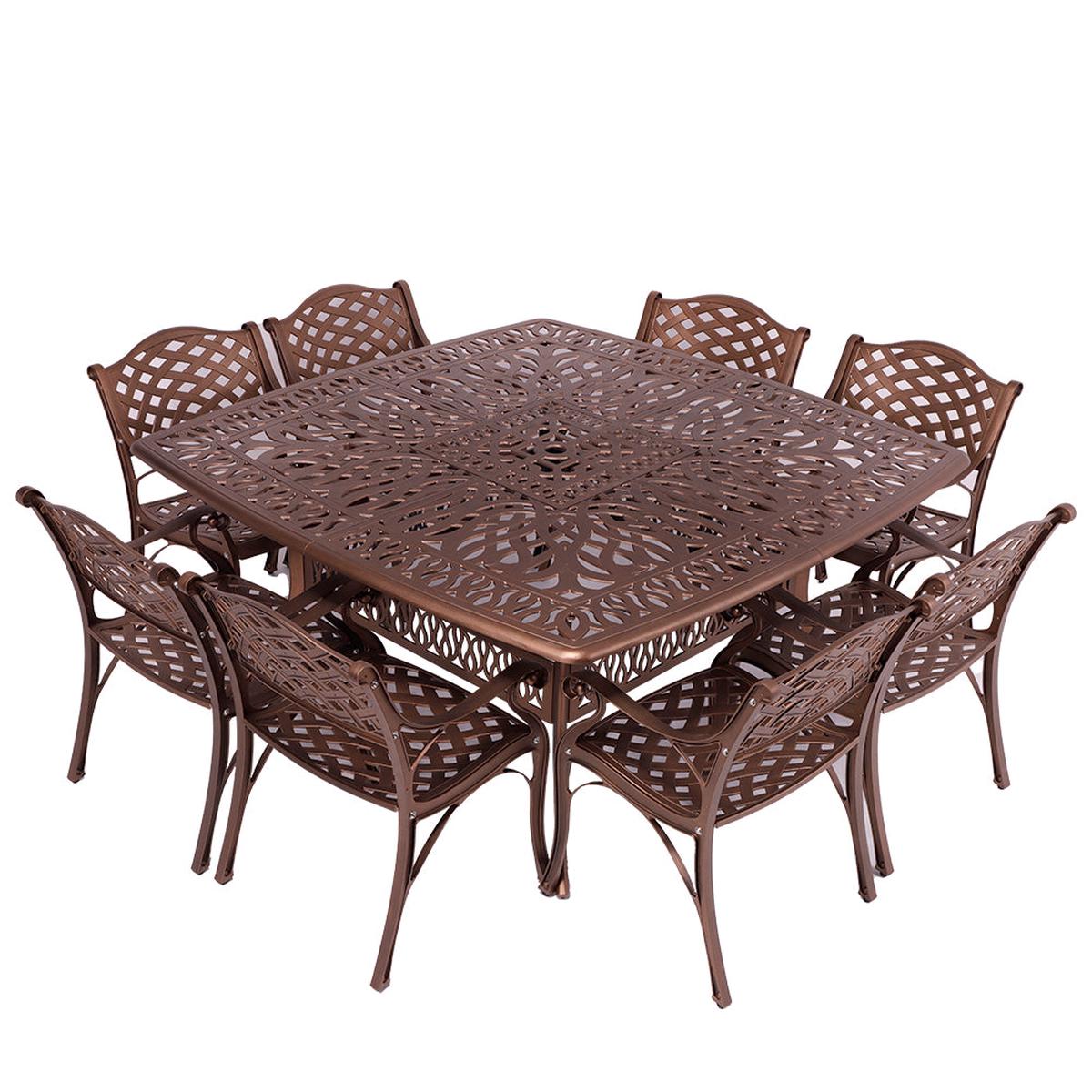 Anray 8 Seater Lattice with 164cm x 164cm Patio Table Set SQUARE – Copper
