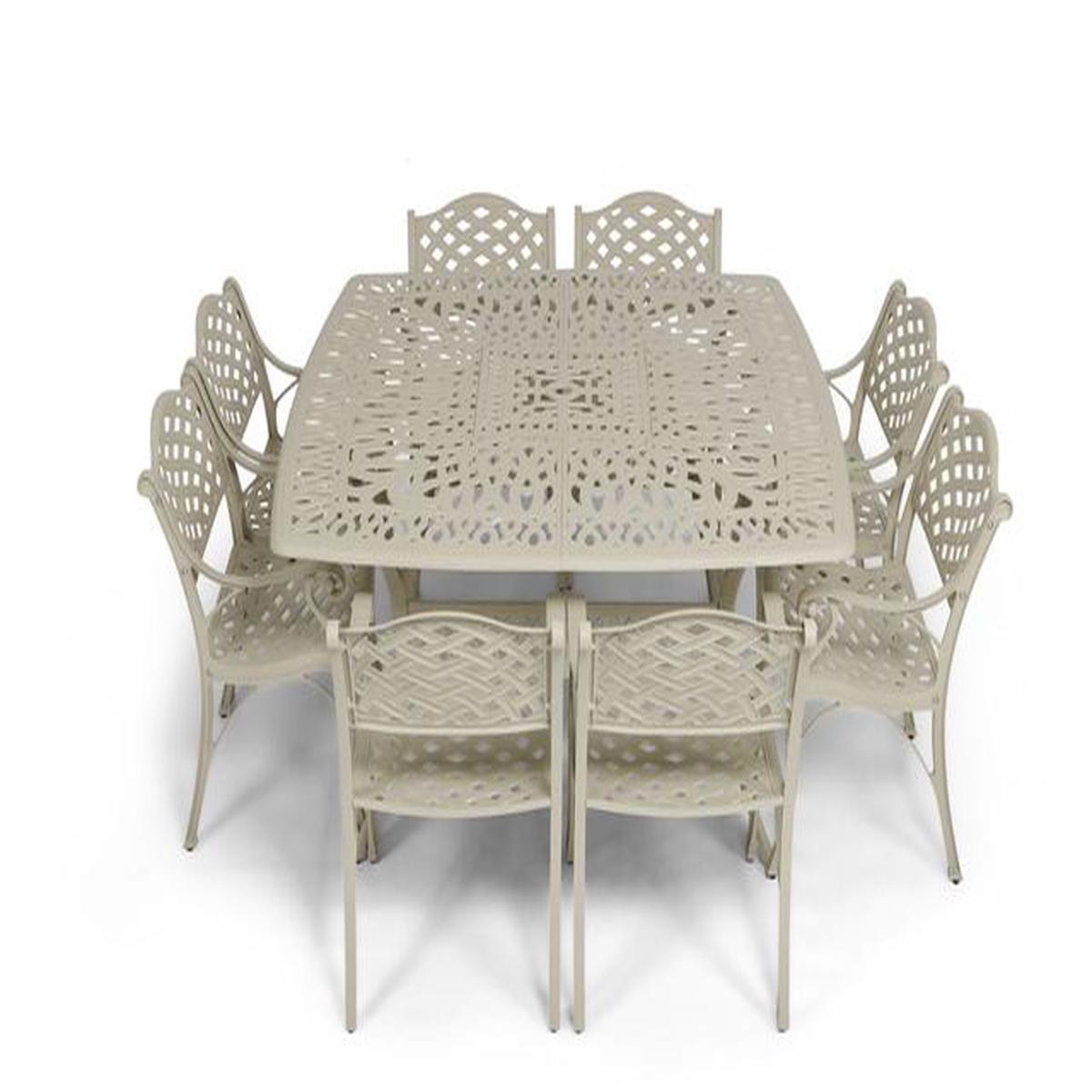 Anray 8 Seater Lattice with 164cm x 164cm Patio Table Set SQUARE – Sand