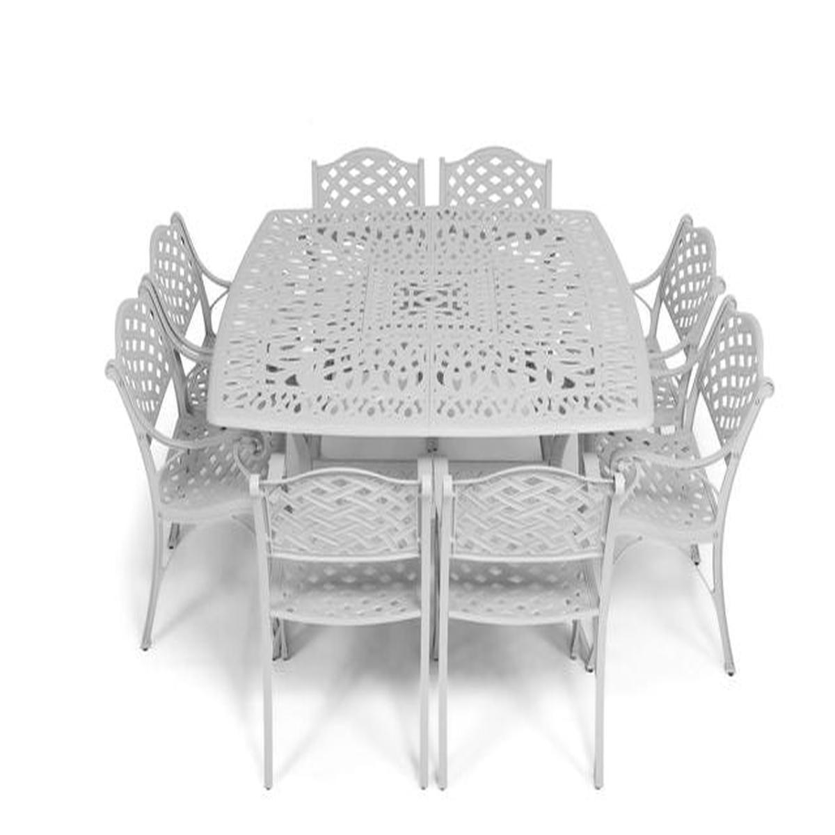 Anray 8 Seater Lattice with 164cm x 164cm Patio Table Set SQUARE – White