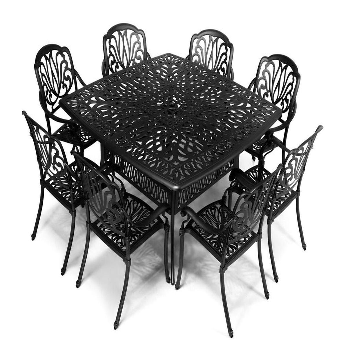 Anray 8 Seater Protea with 164cm x 164cm Patio Table Set SQUARE – Black