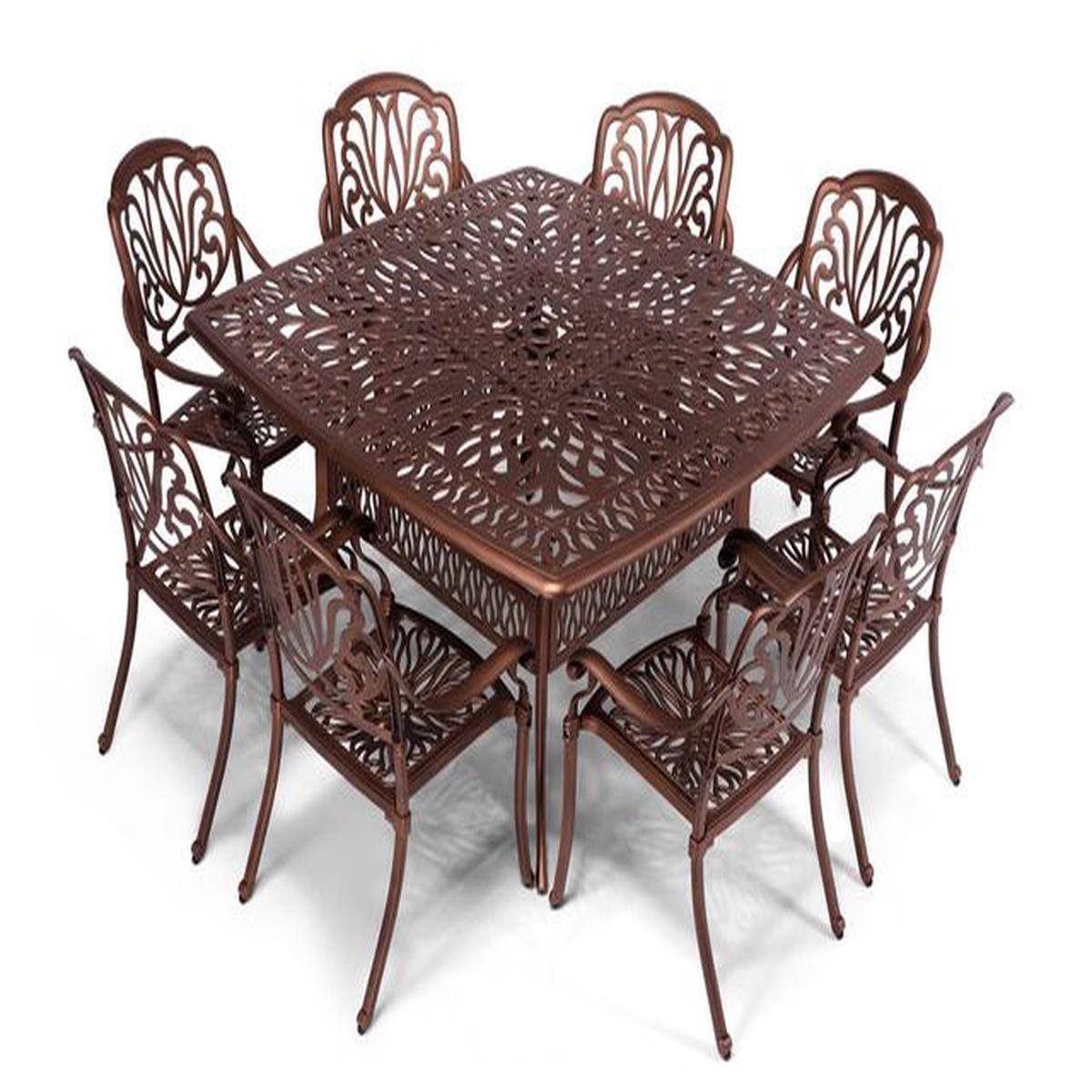 Anray 8 Seater Protea with 164cm x 164cm Patio Table Set SQUARE – Copper