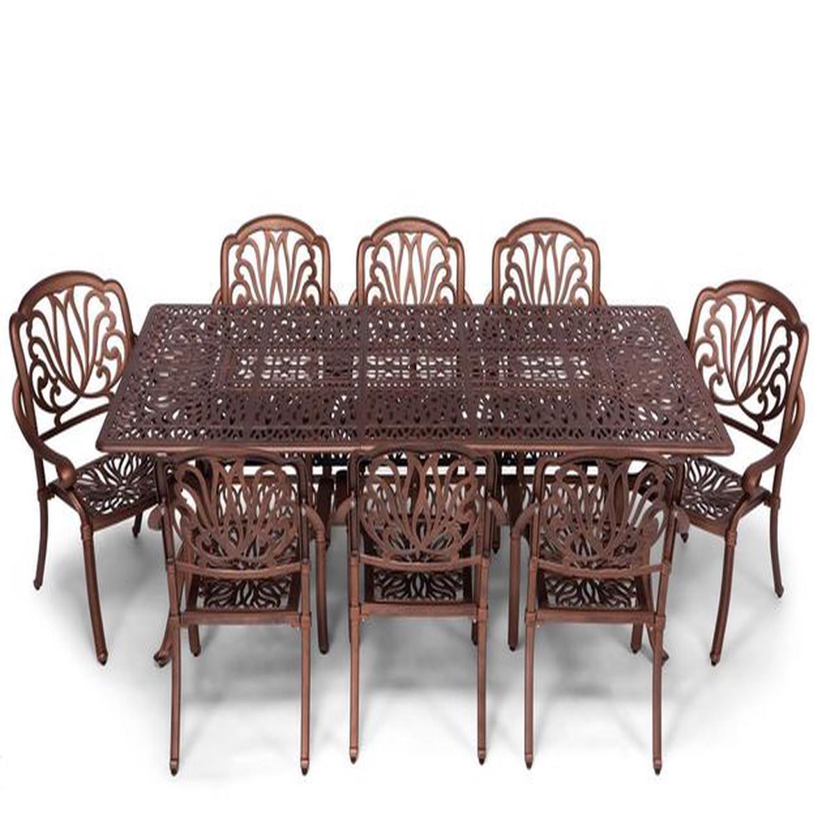 Anray 8 Seater Protea with 240cm x 110cm Patio Table Set RECTANGLE – Copper