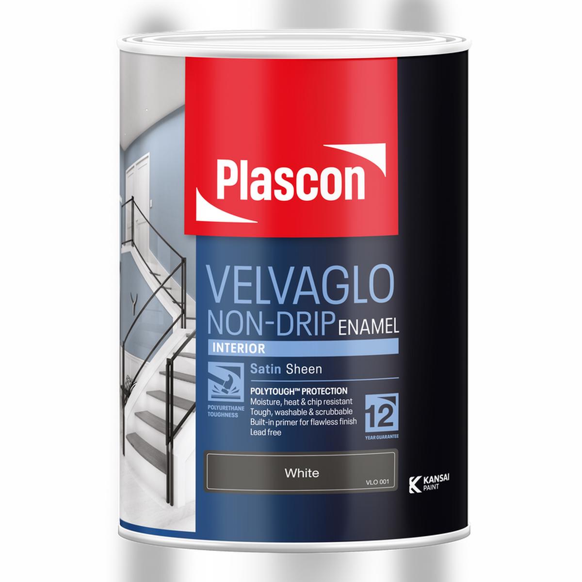 Plascon Velvaglo Non-Drip Enamel White 5L