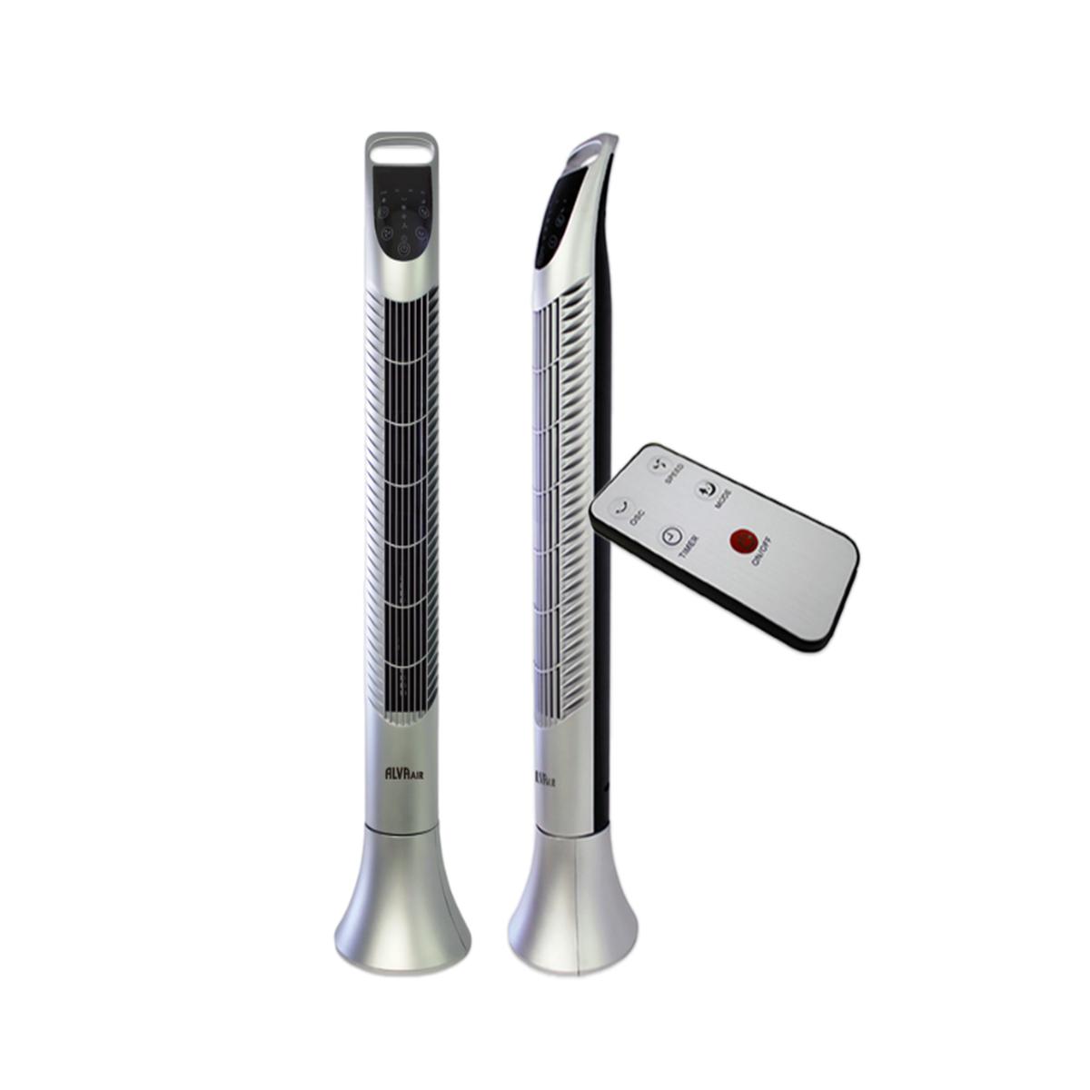 Alva Air 92Cm Plastic Tower Fan With Remote Silver 40W
