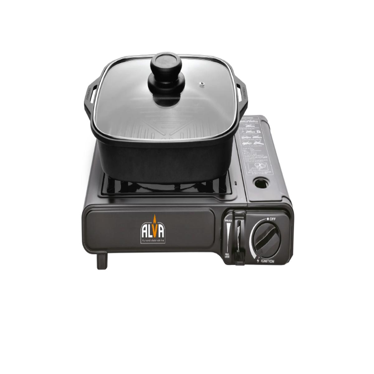 Alva Single Burner Canister Stove With Non-Stick Pot