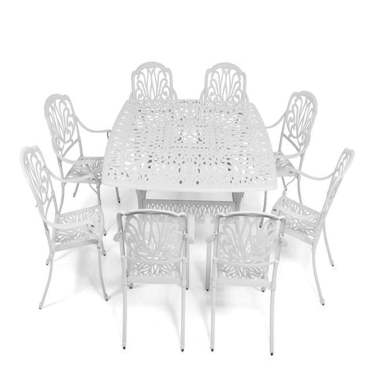 Anray 8 Seater Protea with 164cm x 164cm Patio Table Set SQUARE – White