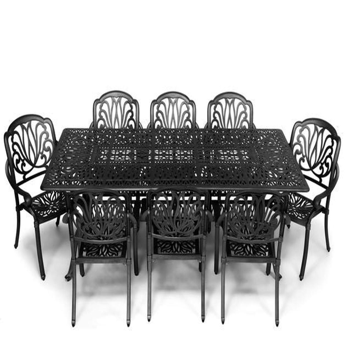 Anray 8 Seater Protea with 240cm x 110cm Patio Table Set RECTANGLE – Black