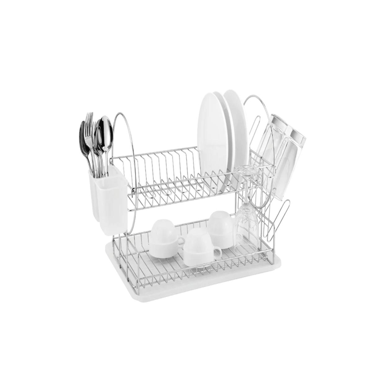 Casa Catania 202 2Tier Chrome-Plated Dish Drainer Clear White