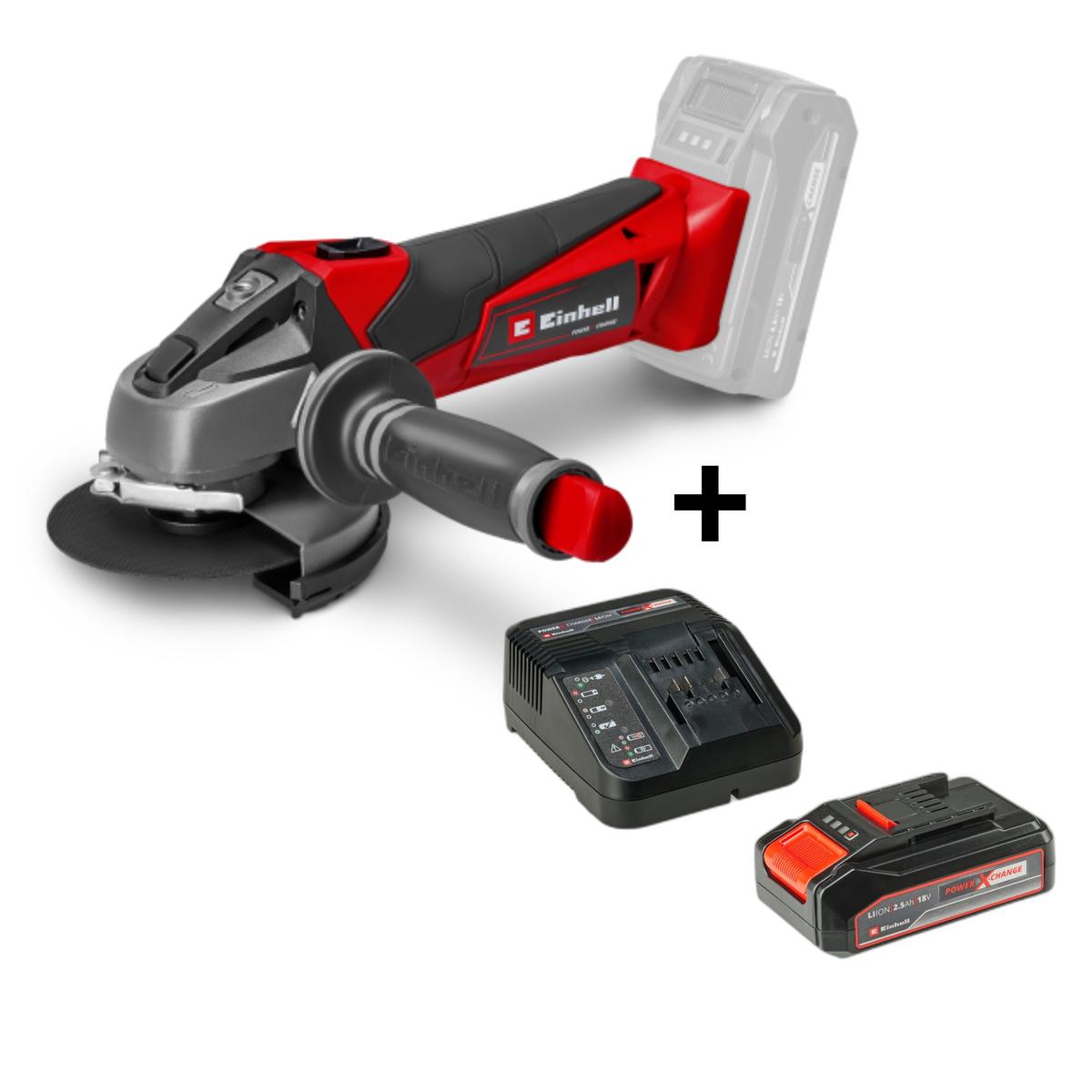 Einhell Cordless Angle Grinder TE-AG 18/115 Li-Solo + 2,5Ah Starter Kit
