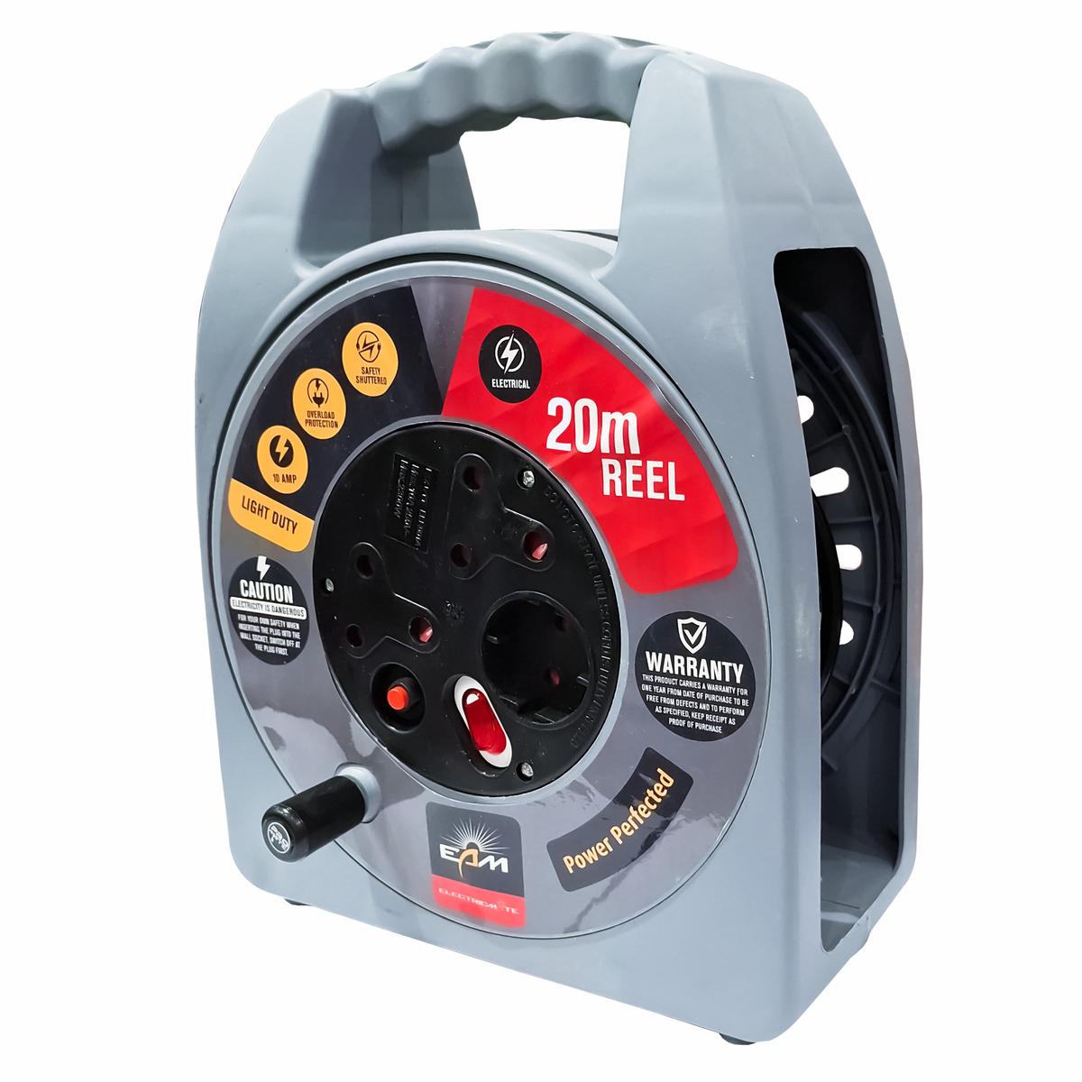 Electricmate 10 Amp Cassette Extension Reel 20M With Overload Protection