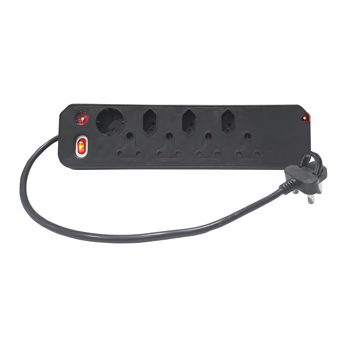 Electricmate 8 Way Single Switch Multiplug Black