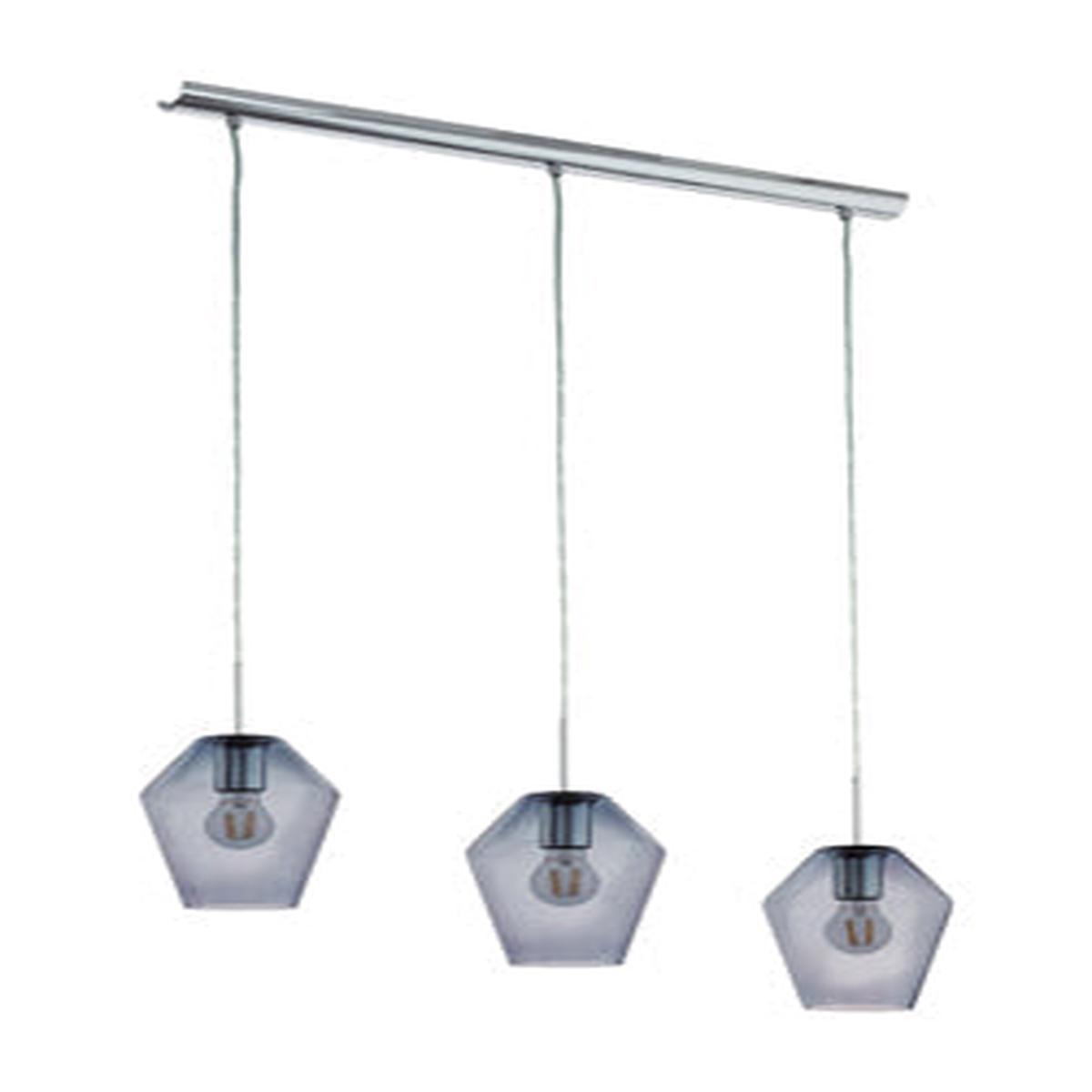 Eurolux Pendant Murmillo 3LT Chrome&Smoked Glass