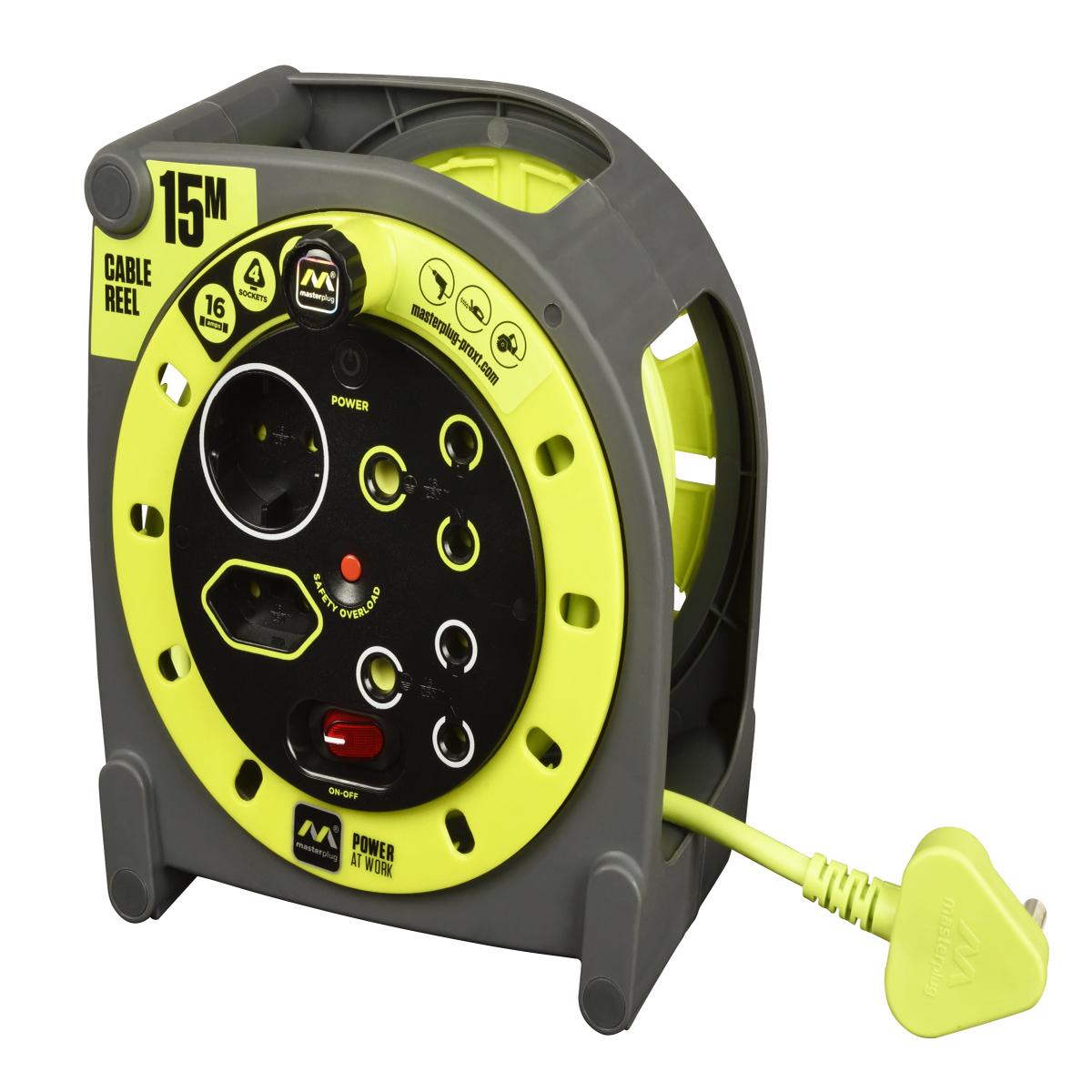 Masterplug Pro-Xt 4 Socket With Switch 15 Metre Cable Reel