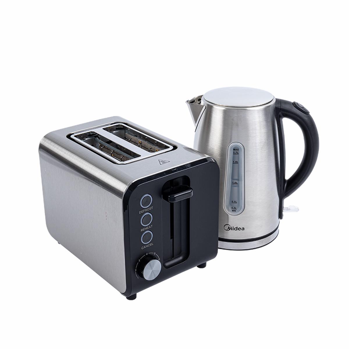 Midea Deluxe Stainless Steel Kettle and Toaster Breakfast Pack