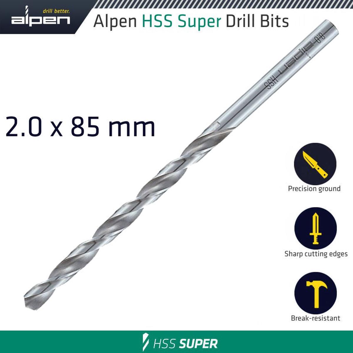 Alpen HSS Drill Bit Long 2 X 85mm Bulk