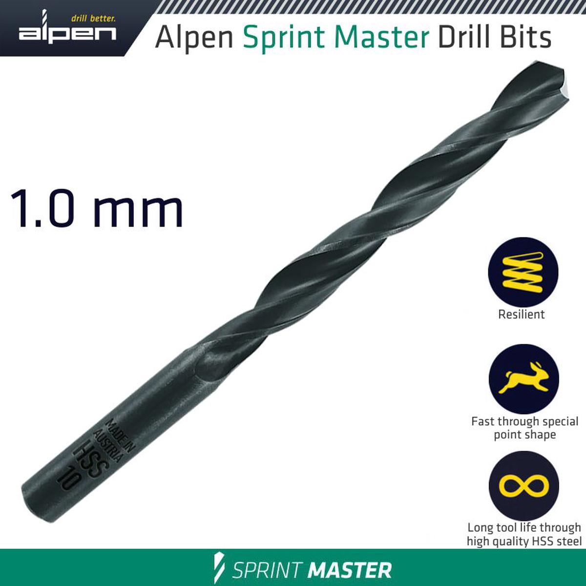 Alpen HSS Sprint Master 1mm X1  61501 Sleeved Din338 Alpen Drill Bit