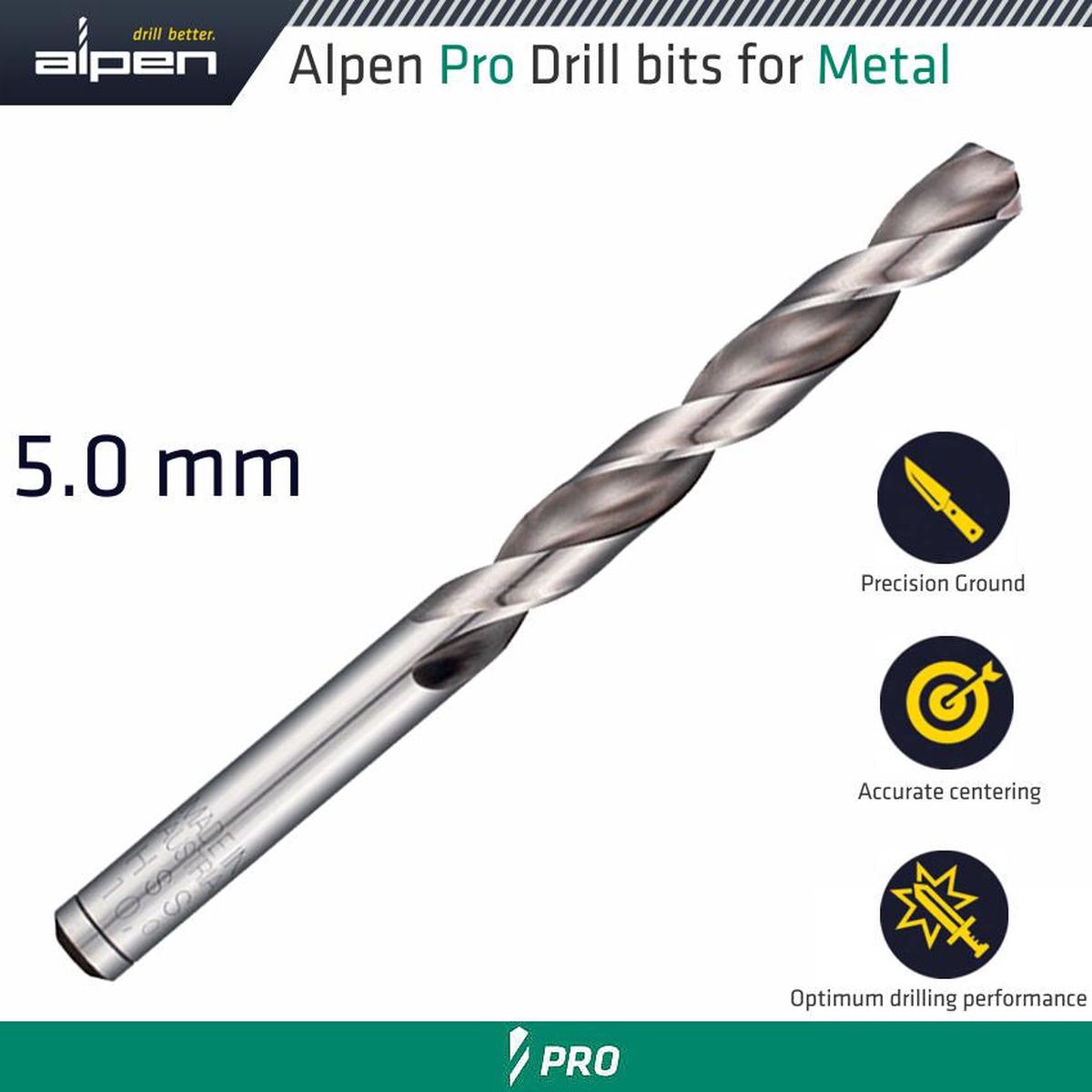 Alpen Pro 5.0mm HSS Drill Din 338 Rn 135 With Split Point Bulk