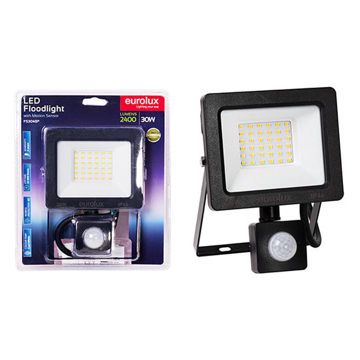 Eurolux LED 30W Floodlight Black with Sensor Blister