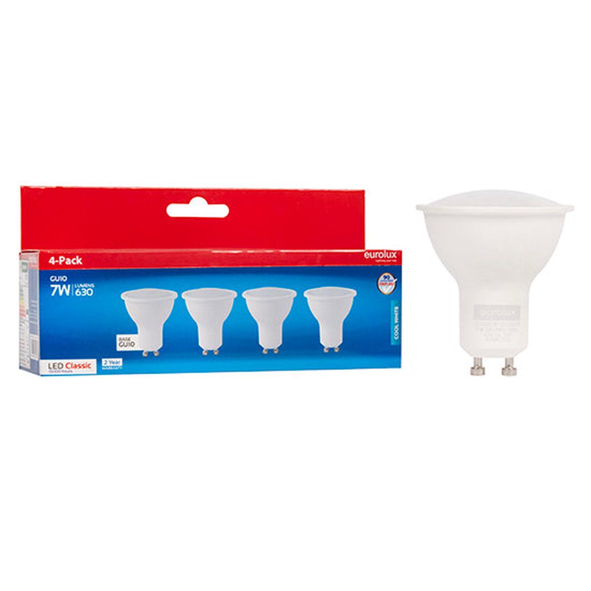 Eurolux LED GU10 Classic Frosted Lens 7w 4000K 4 Pack N