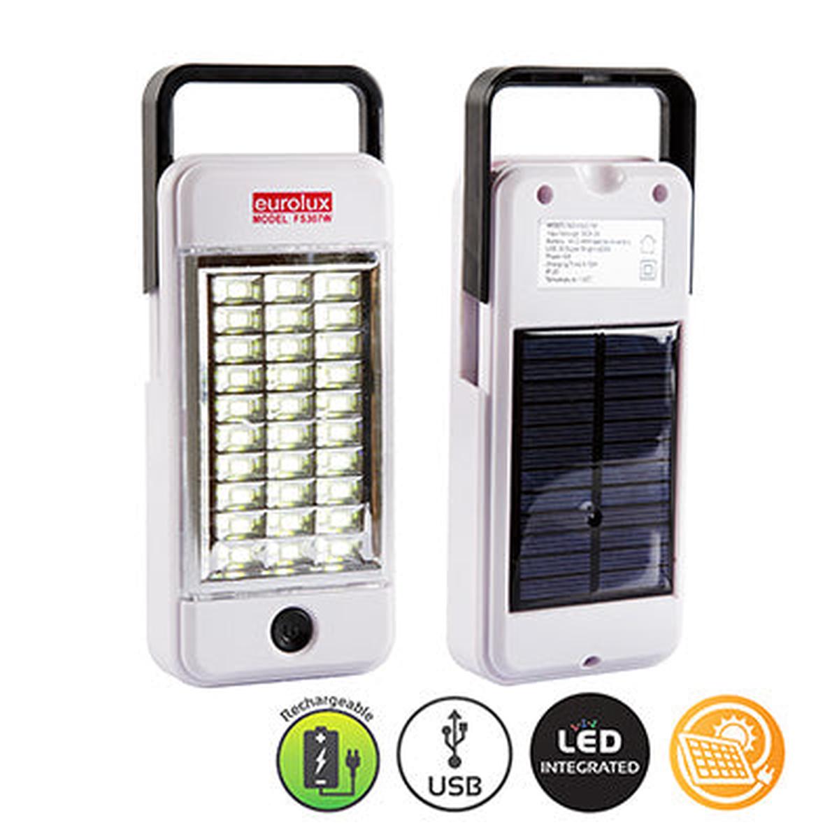 Eurolux Rechargeable Solar Emergency Light White LED