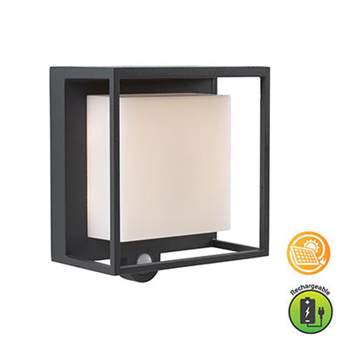 Eurolux Solar Wall Light Curtis & Sensor Grey LED 3w 3000K