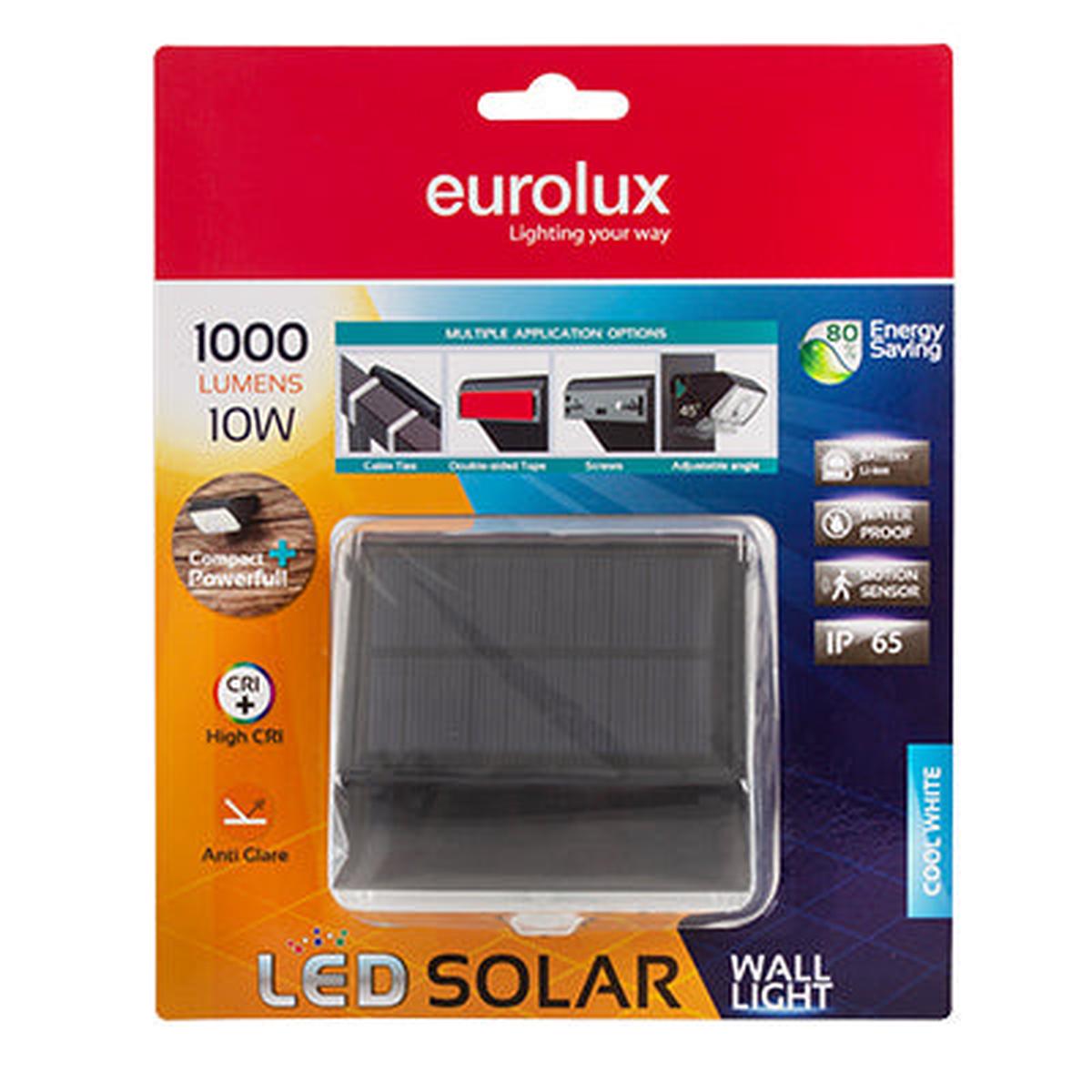 Eurolux Solar Wall Light Mars Black LED 10w Blister Pack
