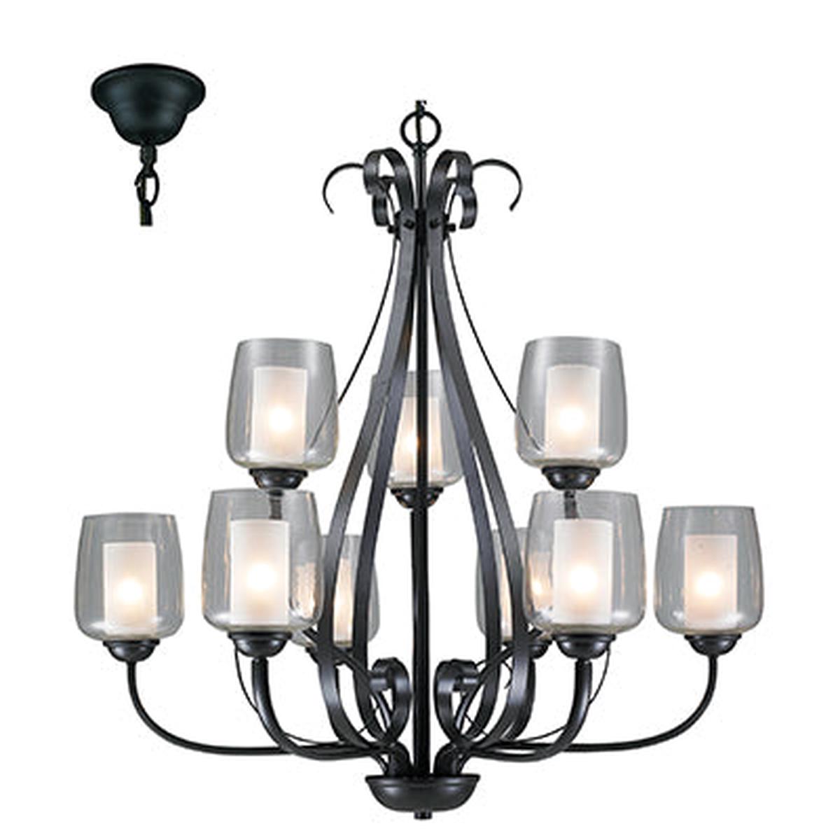 Radiant 9L Chandelier Black E27 9x40w