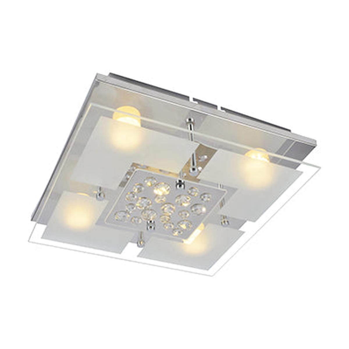 Radiant Crystal Square Ceiling Light Chrome LED 17w