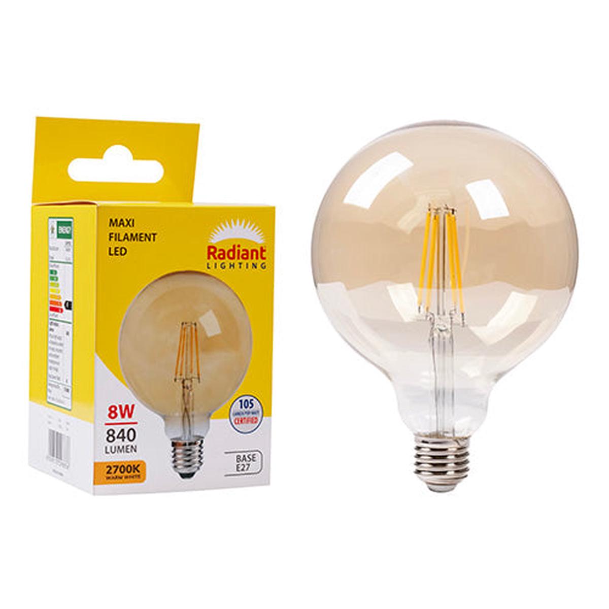 Radiant LED Filament Globe Maxi Globe G125 8w E27 2700K N