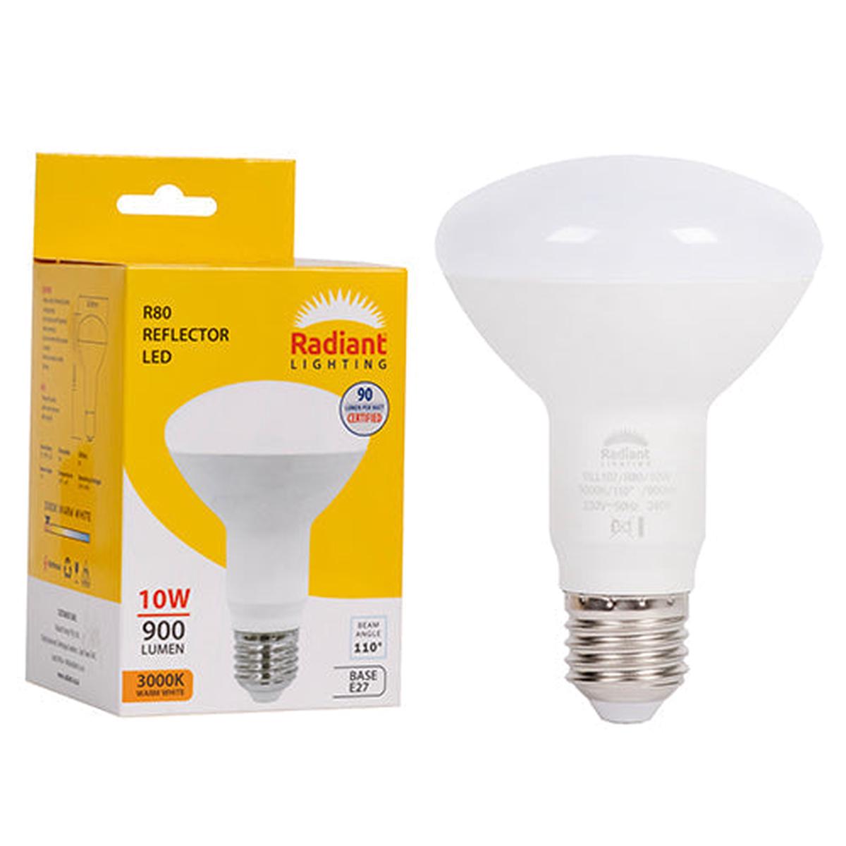 Radiant LED Globe R80 Reflector 10w E27 3000K N