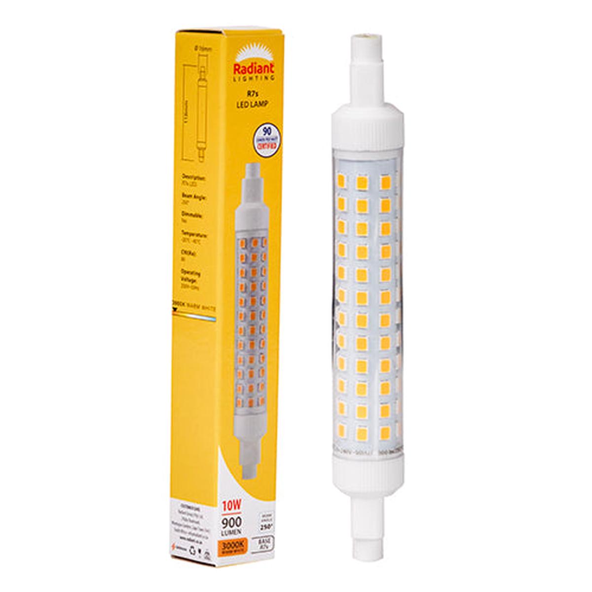 Radiant LED QI Clear 10w R7s J118mm 3000K N