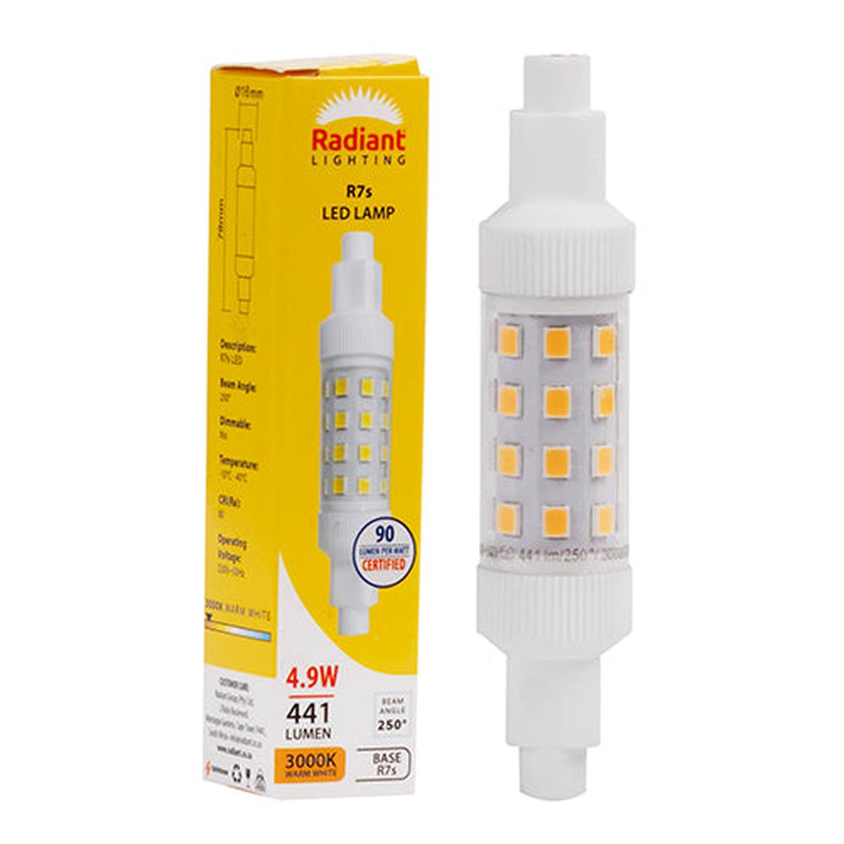 Radiant LED QI Clear 4.9w R7s J78mm 3000K N