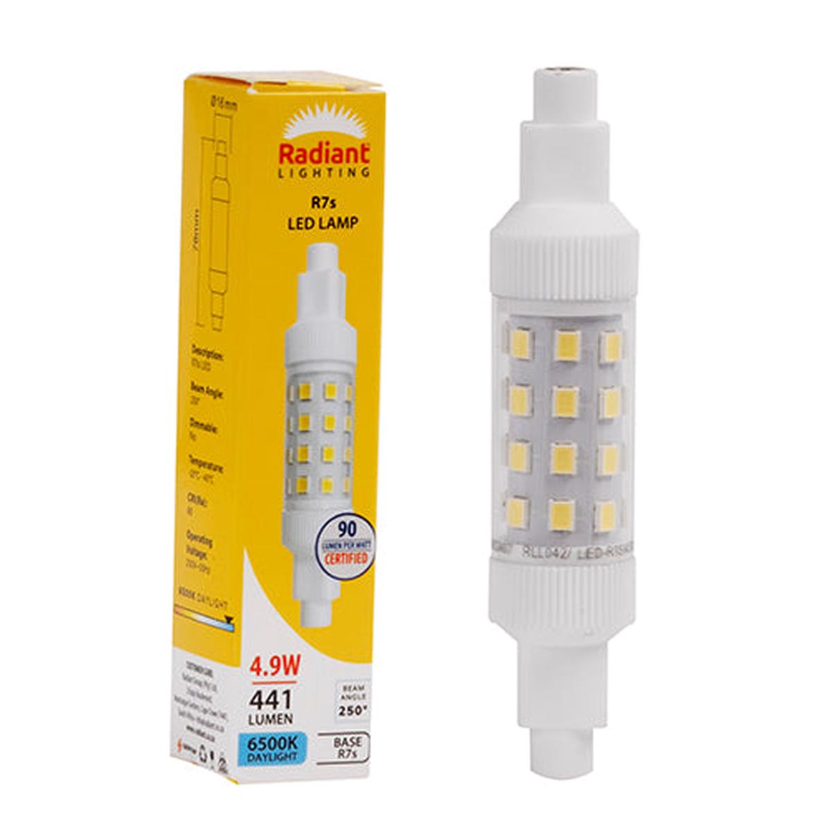 Radiant LED QI Clear 4.9w R7s J78mm 6500K N