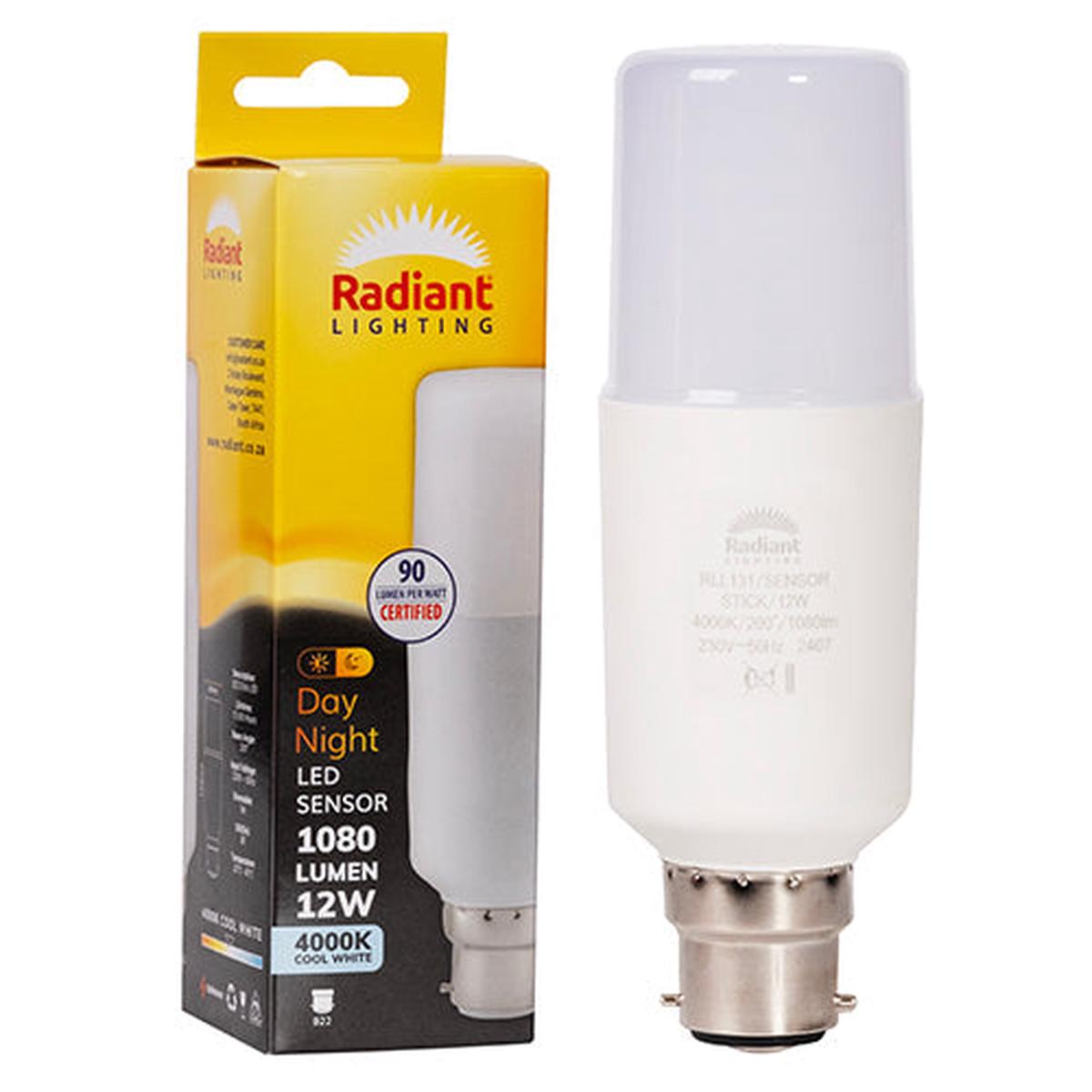 Radiant LED Stick Lamp T44 Day/Night Sensor 12w B22 4000K N
