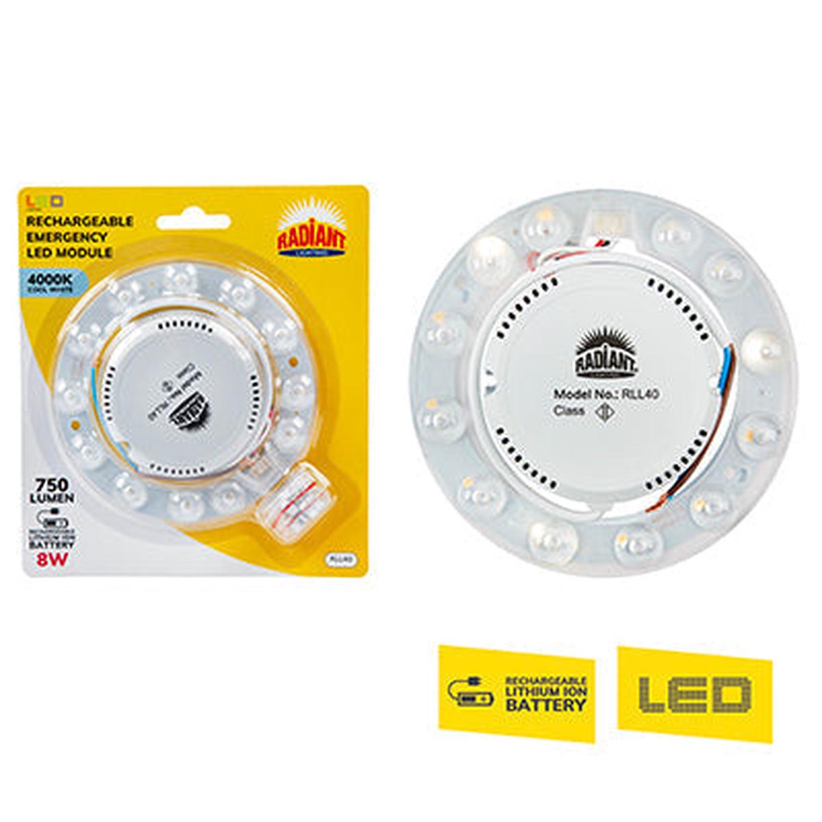 Radiant Rechargeable Emergency LED Module 128mm 8w 4000K
